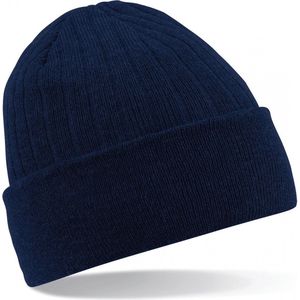 Heren/Dames Beanie Thinsulate Wintermuts 100% acryl wol navy blauw - warme basic mutsen - Dubbel dikke stof