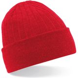 Heren/Dames Beanie Thinsulate Wintermuts 100% acryl wol rood - warme basic mutsen - Dubbel dikke stof