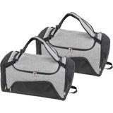 Set van 2x stuks grijs/zwarte sporttassen/weekendtassen/rugtassen met schoenenvak 55 cm - 45 liter - reistassen