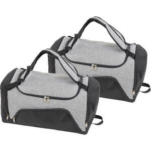 Set van 2x stuks grijs/zwarte sporttassen/weekendtassen/rugtassen met schoenenvak 55 cm - 45 liter - reistassen