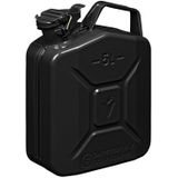 Metalen grote Jerrycan zwart voor olie en brandstof van 5 liter met een handige grote trechter van 39 cm