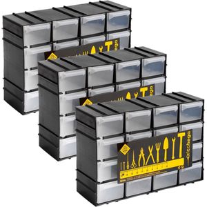 3x stuks ophangbare gereedschap assortimentsdozen/sorteerdozen 16-lades 22 x 8 x 15 cm - Schroeven en spijkers opbergen