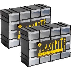 4x stuks ophangbare gereedschap assortimentsdozen/sorteerdozen 16-lades 22 x 8 x 15 cm - Schroeven en spijkers opbergen