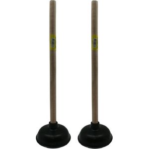 2x stuks toilet/gootsteen ontstoppers ploppers zwart 40 cm - Huishoudartikelen/schoonmaakproducten - Ontstoppers/ploppers