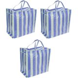 Set van 4x wastassen/boodschappentassen/opbergtassen wit/blauw - 55 x 55 x 30 - Jumbo shoppers