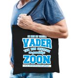 Trotse vader van geweldige zoon cadeau tas zwart voor heren - kado tas / tasje / shopper - Vaderdag cadeau