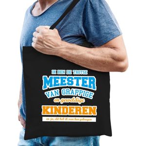 Trotse meester van geweldige kinderen cadeau tas zwart voor heren - kado tas / tasje / shopper - Meesterdag / verjaardag cadeau