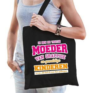 Trotse moeder van geweldige kinderen cadeau tas zwart voor dames