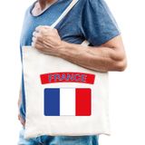 Katoenen Frankrijk supporter tasje France wit - 10 liter - Franse supporter cadeautas