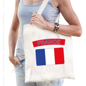 Katoenen Frankrijk supporter tasje France wit - 10 liter - Franse supporter cadeautas