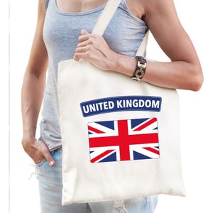 Katoenen Verenigd Koninkrijk / Engeland supporter tasje United Kingdom wit - 10 liter - Britse / Engelse supporter cadeautas