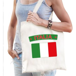 Katoenen tasje wit Italia / Italie supporter