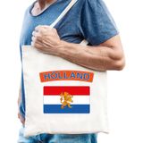 Katoenen Nederland supporter tasje Holland wit - 10 liter - Nederlandse supporter cadeautas