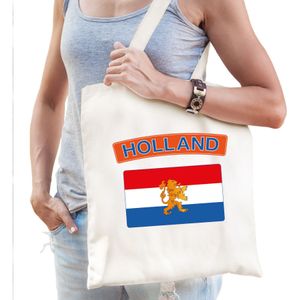 Katoenen tasje wit Holland / Nederland supporter - Feest Boodschappentassen