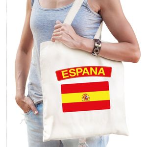 Katoenen Spanje supporter tasje Espana wit - 10 liter - Spaanse supporter cadeautas