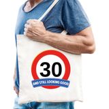 Verkeersbord / stopbord 30/dertig katoenen cadeau tas wit voor dames en heren - kado tas / verjaardag tasje / shopper