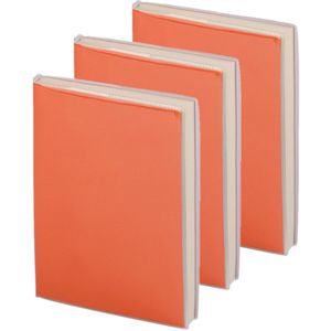 Pakket van 5x stuks notitieblokje zachte kaft oranje met plastic hoes 10 x 13 cm - Notitieboek