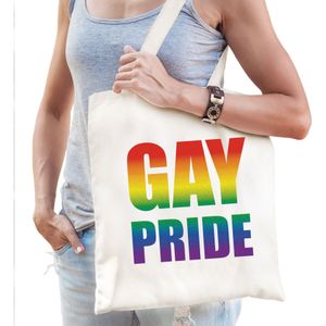 Gay Pride regenboog katoenen tas wit - Feest Boodschappentassen