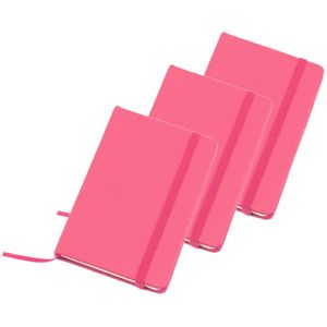 Set van 6x stuks notitieblokje harde kaft roze 9 x 14 cm