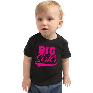 Big sister cadeau t-shirt zwart voor babys meisjes - Grote zus shirt - aankondiging zwangerschap 62
