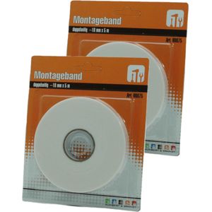 Set van 3x stuks dubbelzijdig montagetape op rol voor spiegels en tegels 18 mm x 5 m - Spiegels ophangen/monteren
