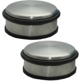 Set van 2x stuks RVS deurstopper rond 11,5 x 6 cm - Deurstop 1,1 kg