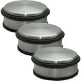 Deurstopper - Set van 3x stuks - RVS - rond - 11,5 x 6 cm - deurstop - 1,1 kg - zilverkleurig - Deurstoppers