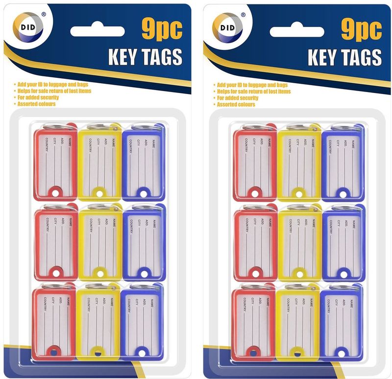 18x Gekleurde sleutellabels/sleutelhangers - Sleutelhanger met etiket/label/schrijfvakje