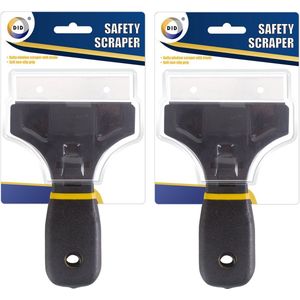 2x stuks glasschrapers / verfkrabbers kunststof zwart met soft grip in plastic houder - Verf verwijderen