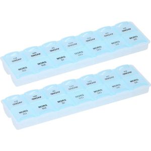 3x stuks pillendoosjes week ochtend/avond in het Nederlands - Pillendozen/pillenboxen/medicijnenboxen voor op reis