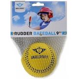 Pakket van 3x stuks rubberen speelgoed honkballen geel 9 cm - Honkbalsets