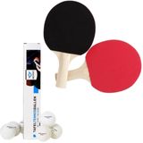 Tafeltennis of ping pong setje van 2 batjes en 9x tafeltennisballetjes