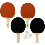 Tafeltennis of ping pong spelen setje van 4 batjes en 9x tafeltennisballetjes