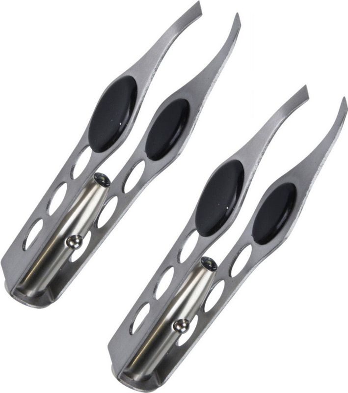 2x stuks pincetten met LED verlichting 9,5 cm - Persoonlijke verzorging - Zilverkleurige pincetten met lampje