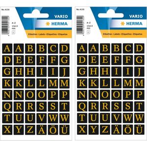 Hema - Stickervellen - Letterstickers - Zwart/Goud - 192 Stuks - 13 mm