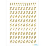 Stickervellen met 624x stuks plak cijfers/getallen 0-9 goud/transparant 8 mm