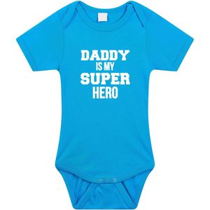 Bellatio Decorations - Romper - Blauw - 100% Katoen - Tekst: Daddy is my super hero