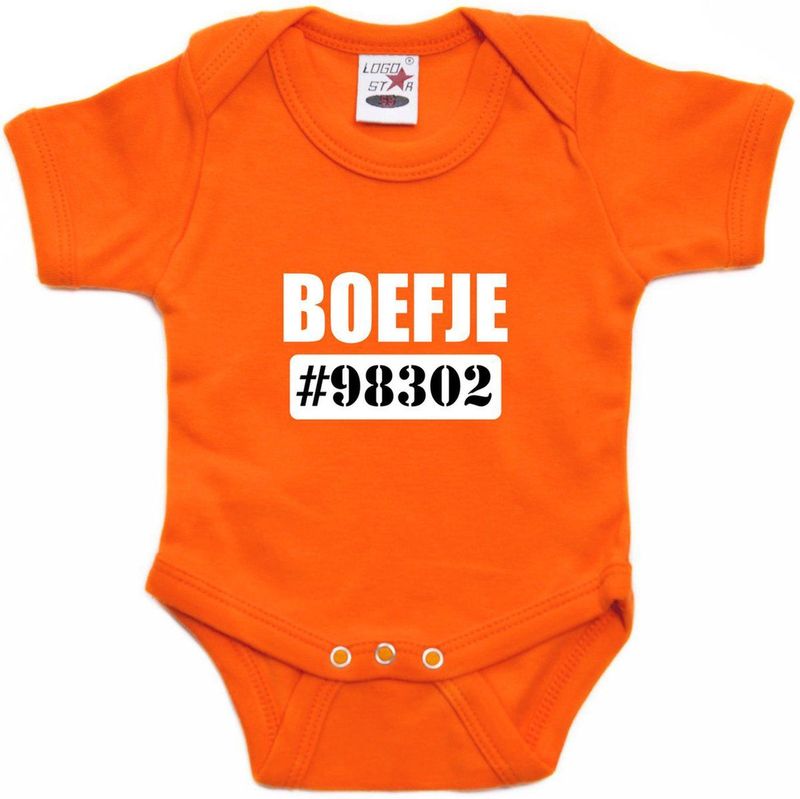 Boefje Nummer 98302 Tekst Baby Rompertje Oranje Jongens en Meisjes - Kraamcadeau