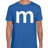 Bellatio Decorations - Verkleed T-shirt - Blauw - Heren - Letter M