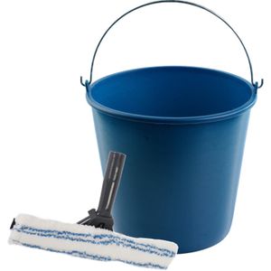 Raamwassen combi van raamwisser en dweil 35 cm met een water/schoonmaak emmer van 16 liter