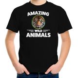 Tijger - T-shirt - Zwart - Kinderen - Wild Animals
