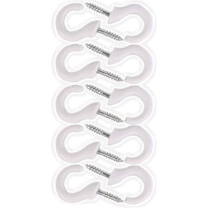 20x Schroefhaken / Ophanghaken Wit 4 cm - Haakjes met Schroefdraad van Metaal