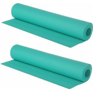 2x stuks turquoise blauwe yogamatten/sportmatten 180 x 60 cm - Fitnessmat