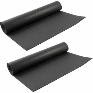 2x stuks zwarte yogamatten/sportmatten 180 x 60 cm - Fitnessmat