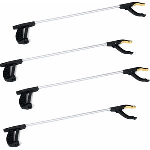 Zwerfvuilgrijper/afvalgrijper zwart/grijs - 12x - 76 cm - kunststof - Grijparm - Vuilnisgrijper - Afvalgrijpers