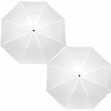 2x stuks kleine opvouwbare/inklapbare paraplus wit 93 cm diameter - Regenbescherming