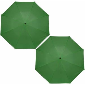 2x stuks kleine opvouwbare/inklapbare paraplus groen 93 cm diameter - Regenbescherming