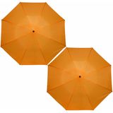2x stuks kleine opvouwbare/inklapbare paraplus oranje 93 cm diameter - Regenbescherming