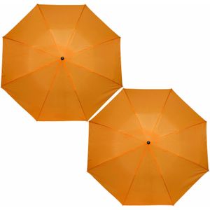 2x stuks kleine opvouwbare/inklapbare paraplus oranje 93 cm diameter - Regenbescherming