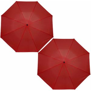 2x stuks kleine opvouwbare/inklapbare paraplus rood 93 cm diameter - Regenbescherming
